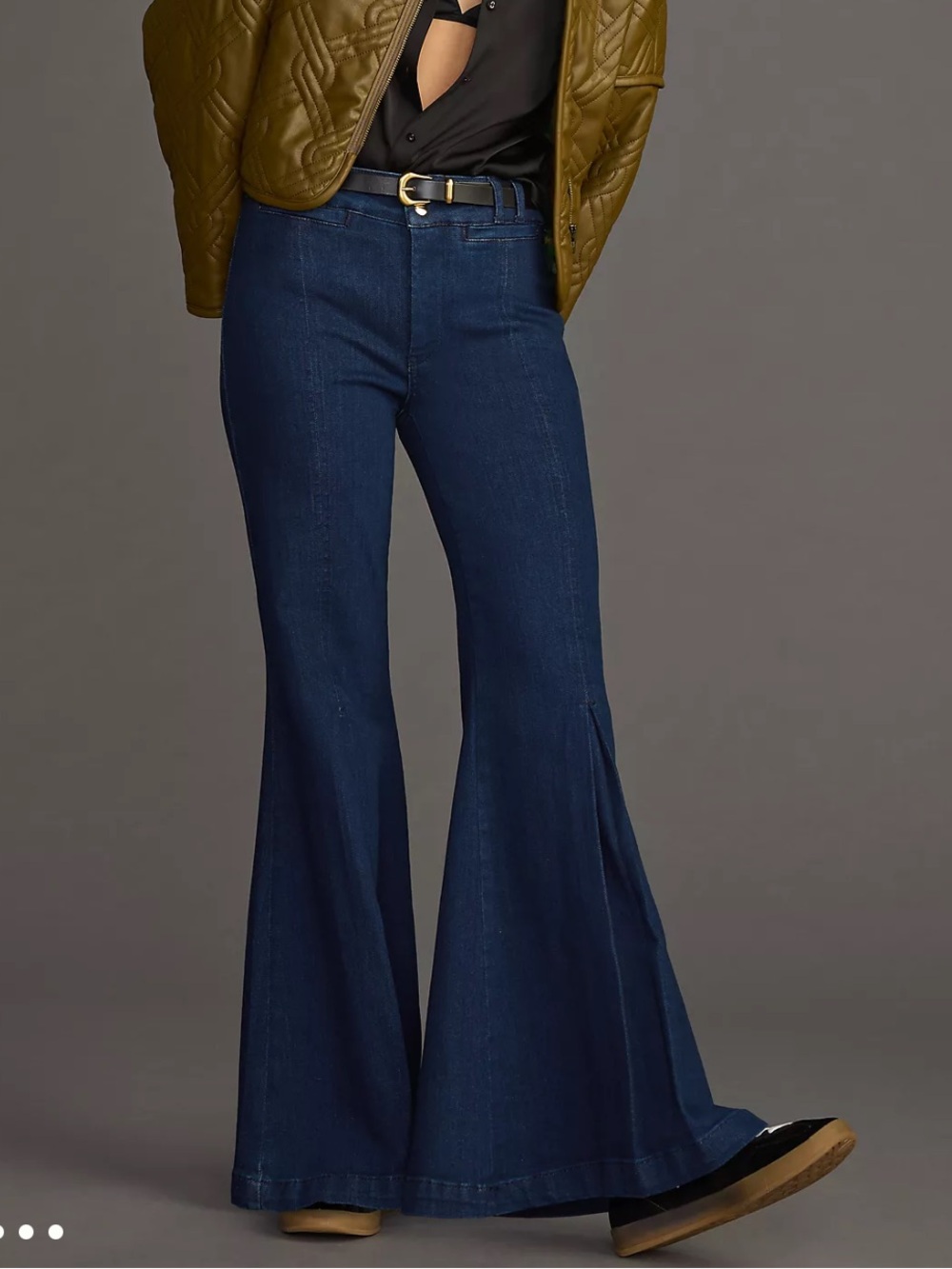 Maeve by Anthropologie Flirty High-Rise Dark Blue Wide-leg Flare Jeans size 28